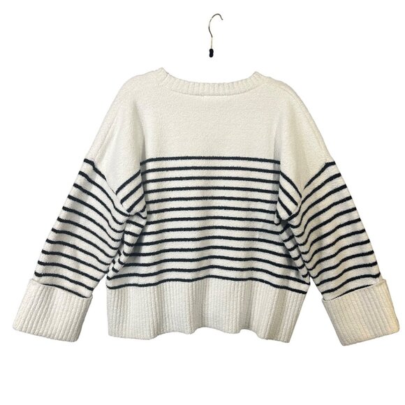 Anrabess Oversized Sweater Women's Size Medium Striped Crew Neck EUC - Picture 4 of 8
